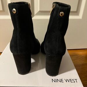Nine West Elegant Black Suede Heeled Ankle Boots Size 7.5